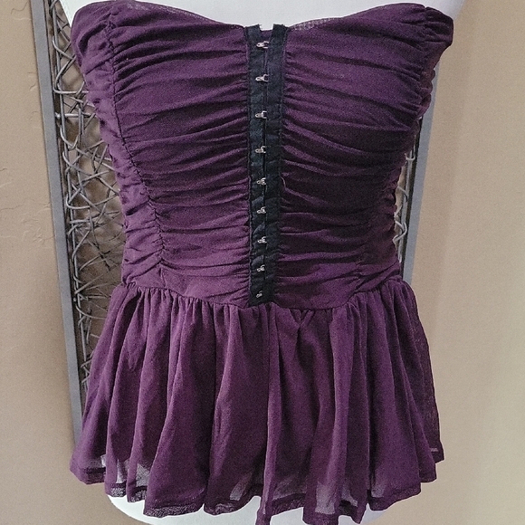 Moda International Purple Strapless Peplum Bustier - Picture 2 of 6